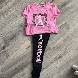 Justice Pink and Black Softball Matching Set